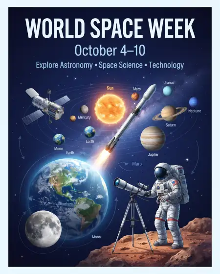 world space week science and technology poster - World Space Week 2026