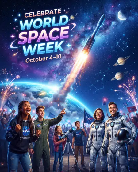 world space week stars background - World Space Week 2026