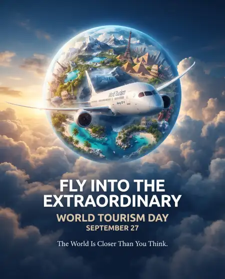 world tourism day airplane background 2026 - World Tourism Day Landmark Background 2026