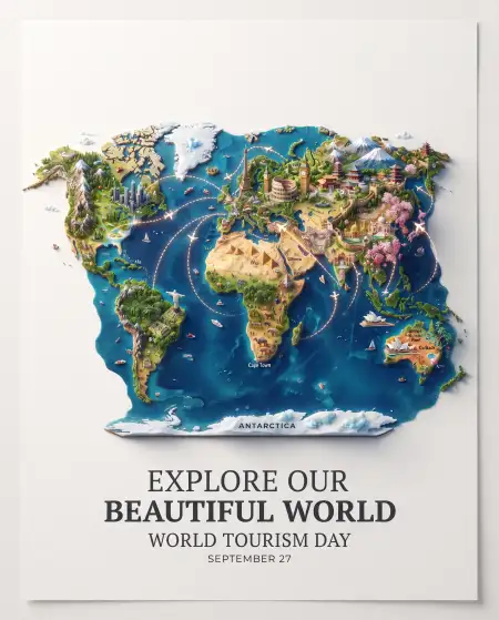 world tourism day colorful poster 2026 - Colorful Flower Background