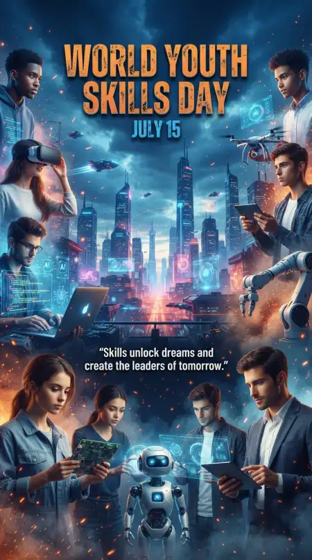 World Youth Skills Day 2026 Blue Theme Poster - Free World Youth Skills Day 2026 Poster Download