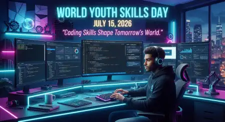 World Youth Skills Day 2026 Coding Banner - Free World Youth Skills Day 2026 Banner Download