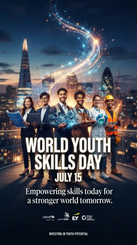 World Youth Skills Day Poster With July 15 Date - Free World Youth Skills Day 2026 Poster Download