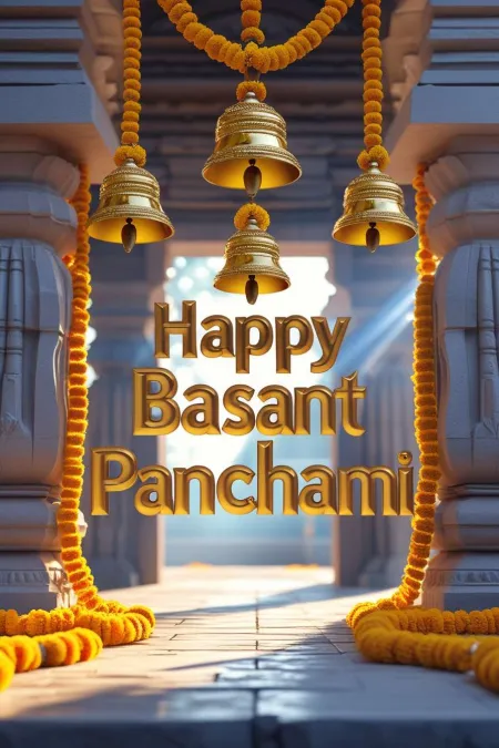 Yellow Decorative Hindi Calligraphy Basant Panchami Wallpaper - Free Background Download
