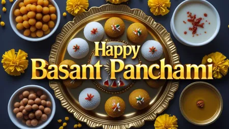 Yellow Sweets And Prasad Basant Panchami Background - Free Background Download