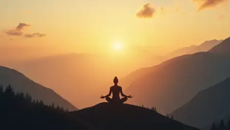Yoga Background With Silhouette Of A Yogi - Free Background Download