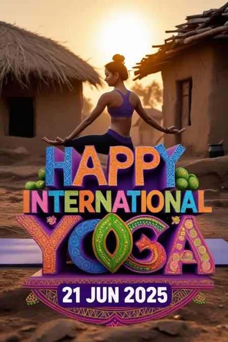 Yoga Day Greeting Card Image In Vector - Free Yoga Day Wishes Download