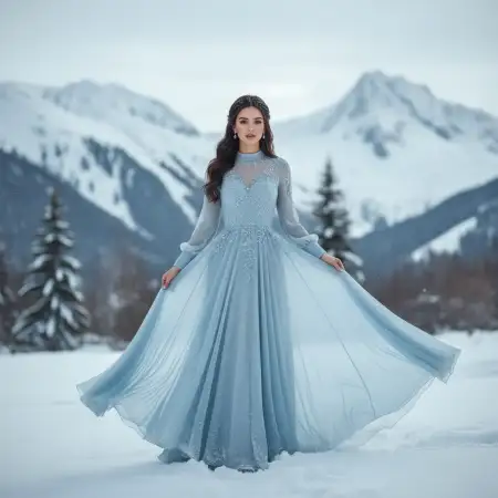 Young Girl In Glossy Blue Gown Photo - Free Photo Download