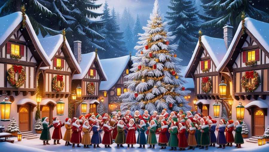 Christmas Background With A Snowy Cabin In The Woods - Royalty Free Christmas Background Image | Pngmagic Free Download Christmas Background With A Snowy Cabin In The Woods - High Quality Christmas Background Background