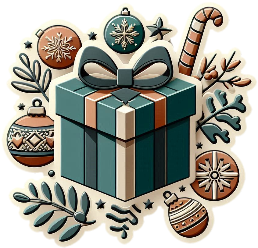 Christmas Gift Box With Handmade Ornaments For Decor - Royalty Free Gift Box Image | Pngmagic Free Download Christmas Gift Box With Handmade Ornaments For Decor - High Quality Gift Box PNG Image