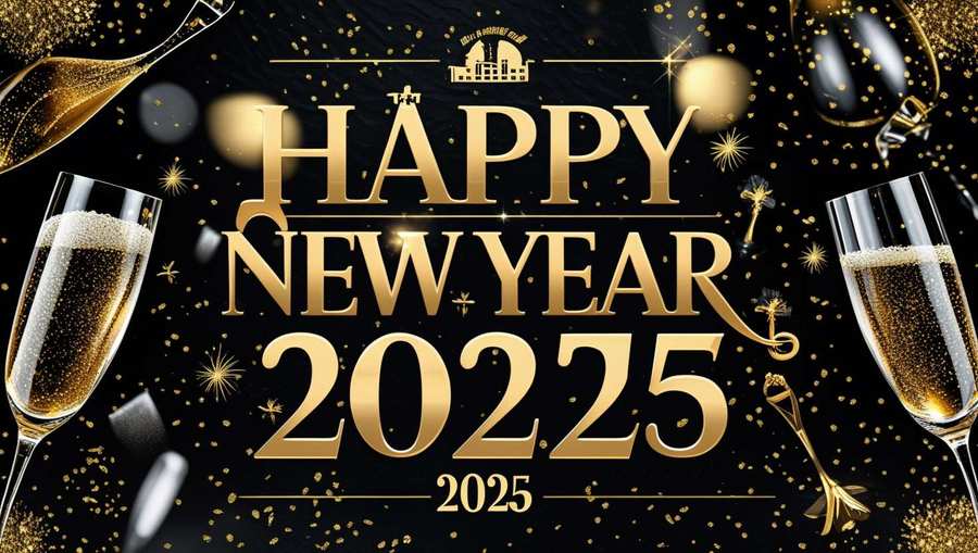 Classic Happy New Year 2025 Wish Black And Gold Theme - Royalty Free Happy New Year 2025 Wish Image | Pngmagic Free Download Classic Happy New Year 2025 Wish Black And Gold Theme - High Quality Happy New Year 2025 Wish Background