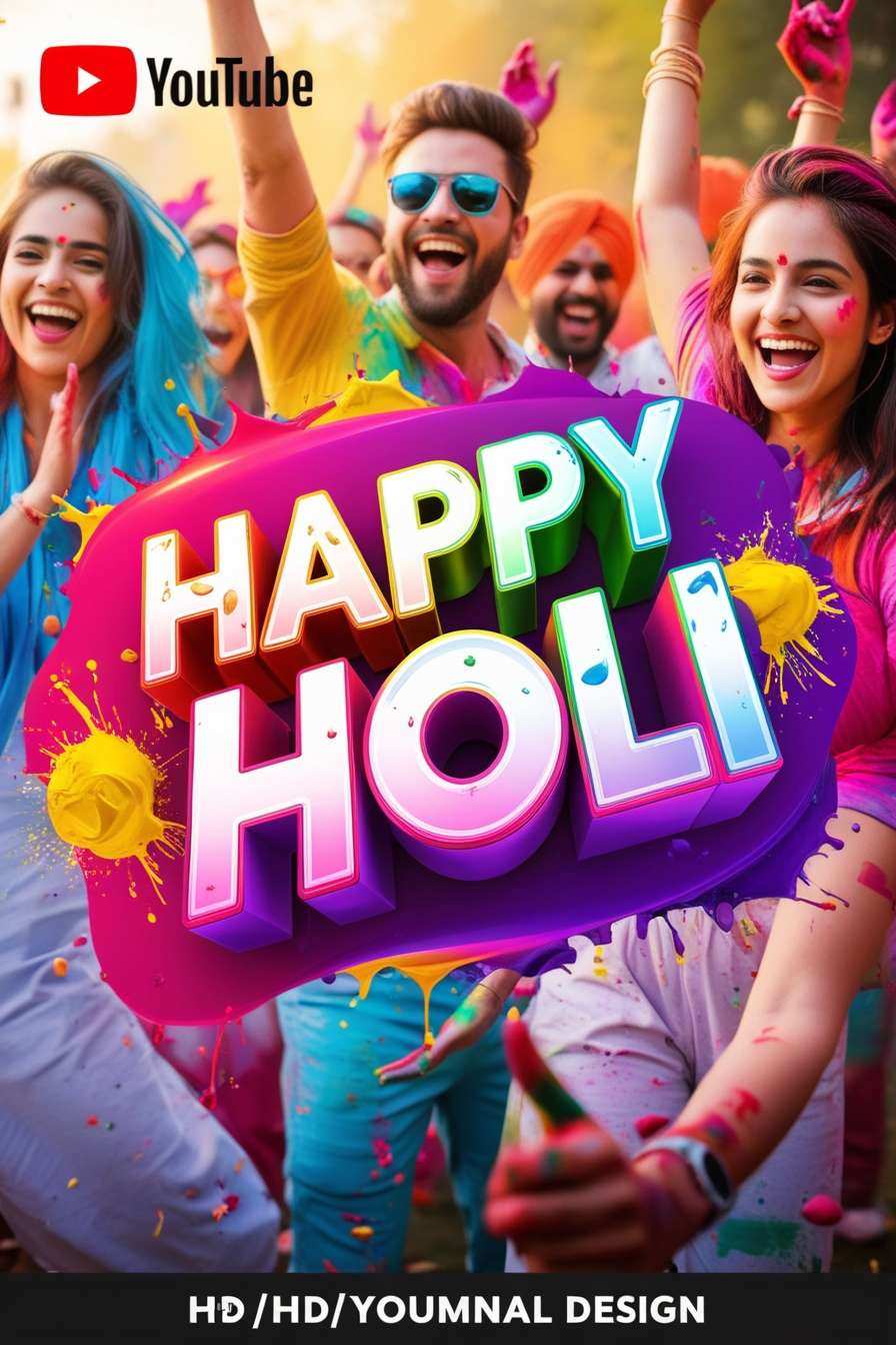 Free Download Colorful Happy Holi Typography Picture - High Quality Happy Holi Background