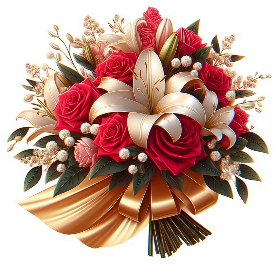Creative Flower Bouquet Png With Ribbons - Royalty Free Flower Bouquet Png Image | Pngmagic Free Download Creative Flower Bouquet Png With Ribbons - High Quality Flower Bouquet Png PNG Image