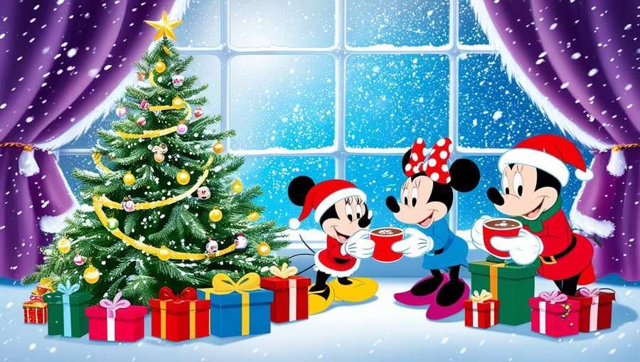 Disney Character Christmas Wallpaper With Gifts - Royalty Free Disney Christmas Wallpaper Image | Pngmagic Free Download Disney Character Christmas Wallpaper With Gifts - High Quality Disney Christmas Wallpaper Background
