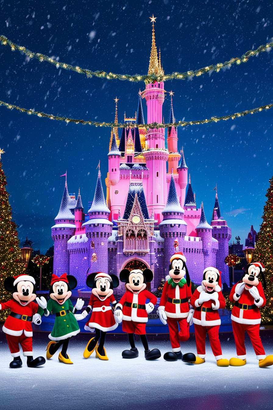 Disney Christmas Wallpaper Featuring Mickey Mouse - Royalty Free Disney Christmas Wallpaper Image | Pngmagic Free Download Disney Christmas Wallpaper Featuring Mickey Mouse - High Quality Disney Christmas Wallpaper Background