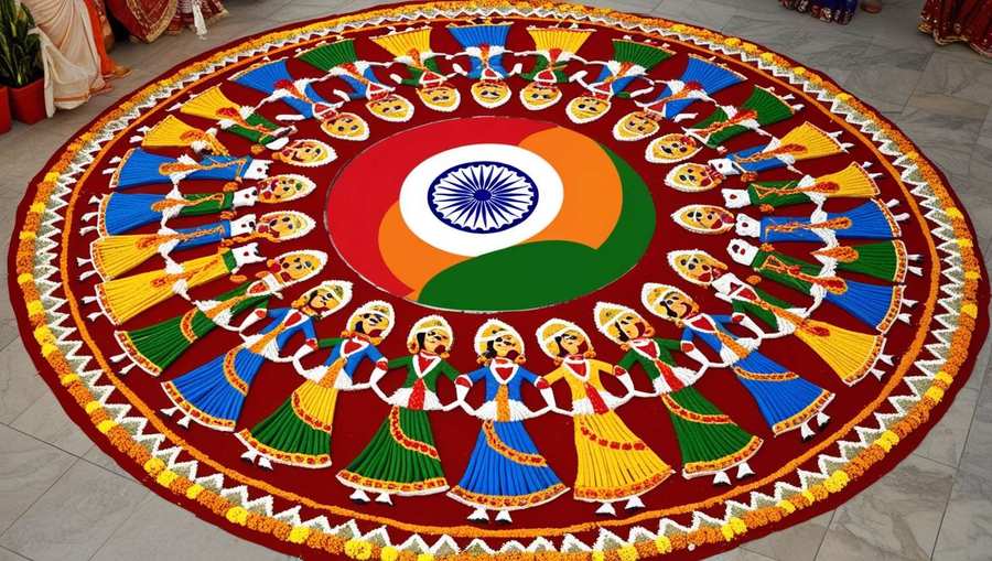 Easy Tri-color Republic Day Rangoli With Circles - Royalty Free Republic Day Rangoli Image | Pngmagic Free Download Easy Tri-color Republic Day Rangoli With Circles - High Quality Republic Day Rangoli Background