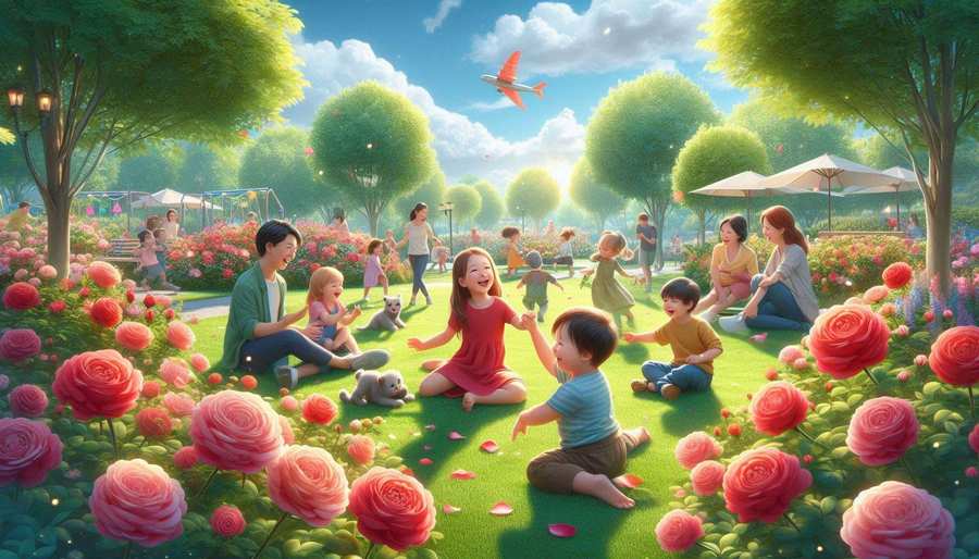 Family Outing In A Rose Garden Park With Children - Royalty Free Small Kids Playing Garden Park Parents Image | Pngmagic Free Download Family Outing In A Rose Garden Park With Children - High Quality Small Kids Playing Garden Park Parents Background