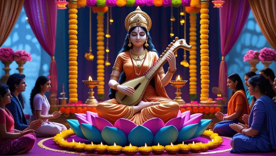 Free Maa Saraswati Puja Hd Pictures - Royalty Free Saraswati Puja Hd Photos Image | Pngmagic Free Download Free Maa Saraswati Puja Hd Pictures - High Quality Saraswati Puja Hd Photos Background