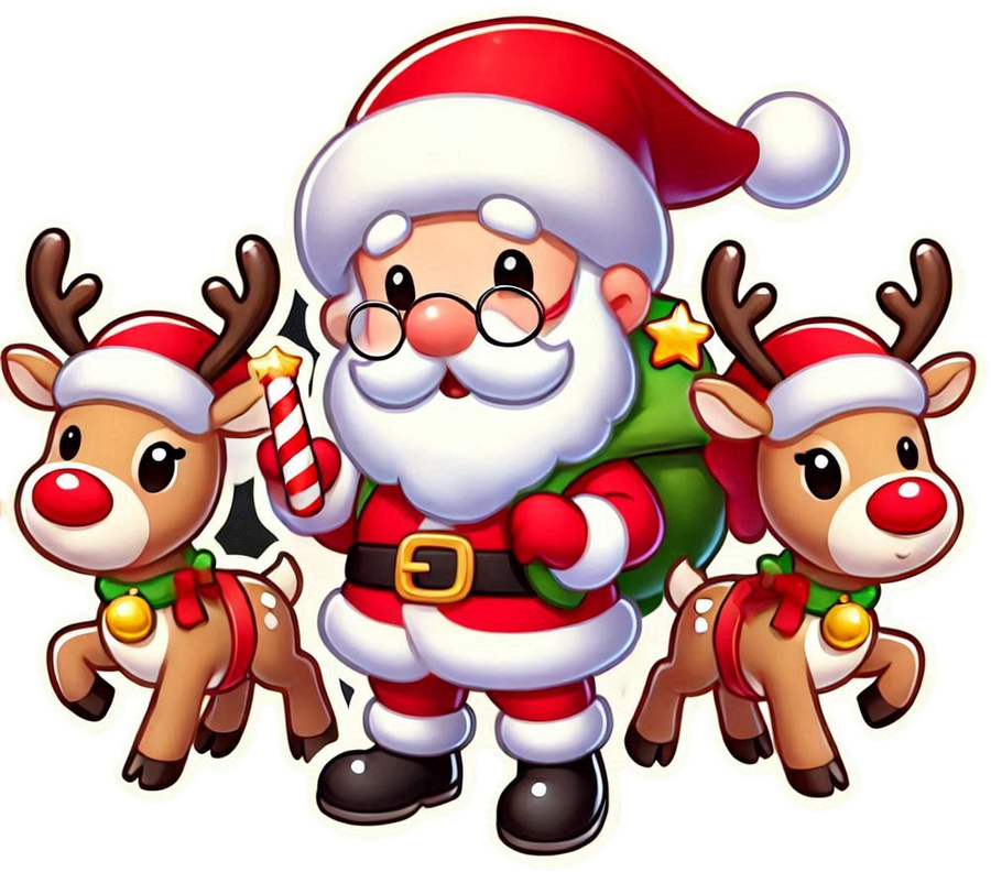 Free Transparent Santa Claus With Reindeer Christmas Png - Royalty Free Merry Christmas Cartoon Santa Claus Image | Pngmagic Free Download Free Transparent Santa Claus With Reindeer Christmas Png - High Quality Merry Christmas Cartoon Santa Claus PNG Image