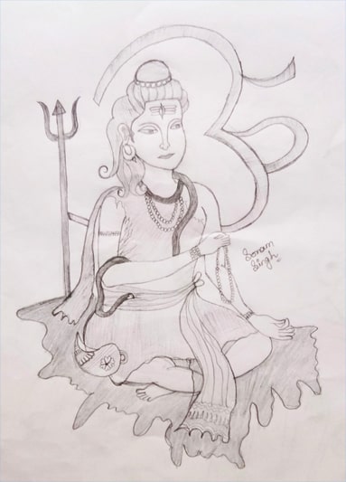 God Shiva Pencil Drawing