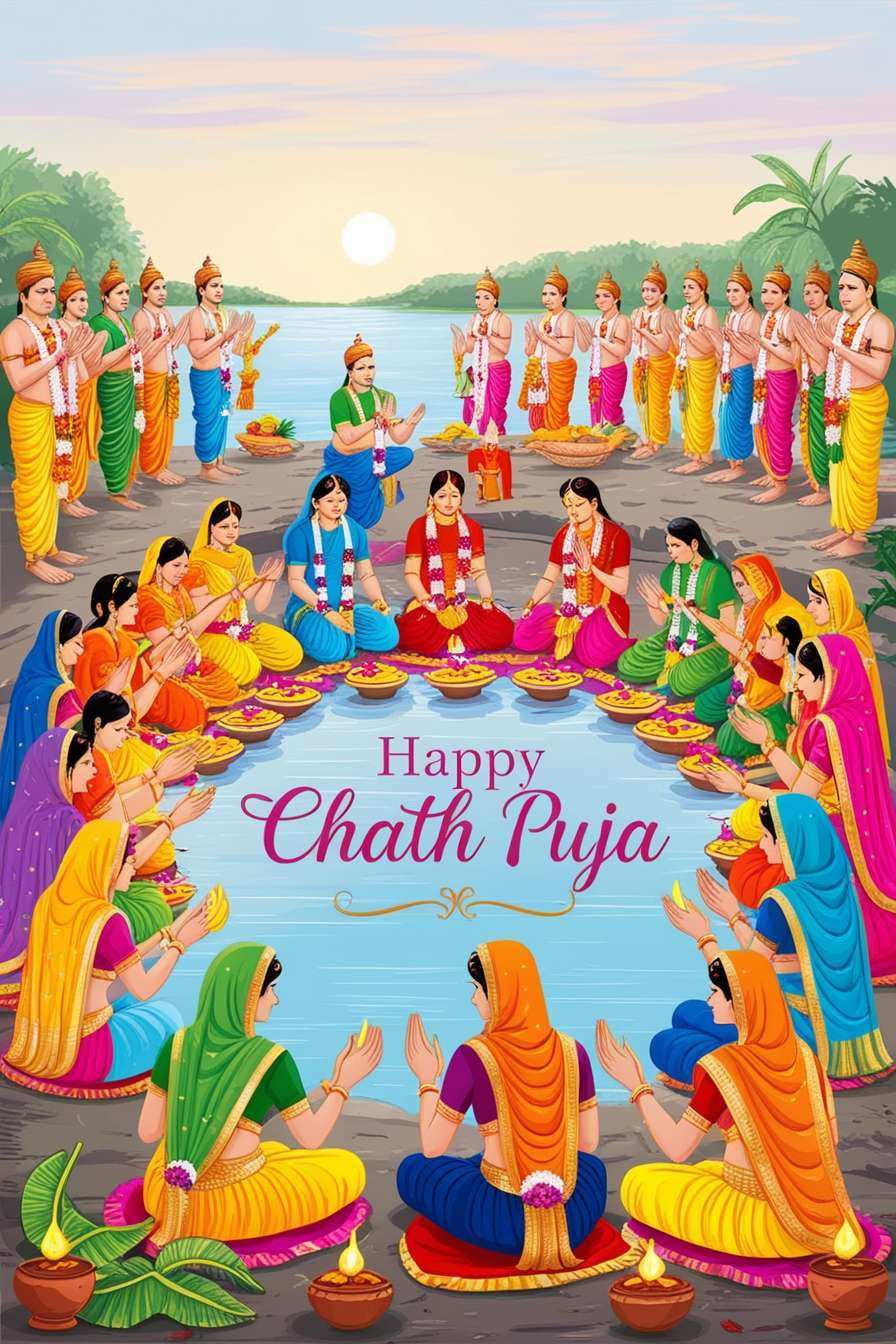 Free Download Happy Chhath Puja Wishes For Greeting Cards - High Quality Happy Chhath Puja Background