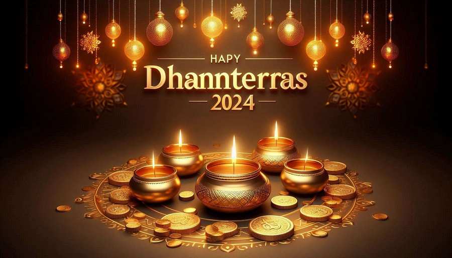 Happy Dhanteras 2024 Wishes With Bright Festive Lights - Royalty Free Happy Dhanteras Image | Pngmagic Free Download Happy Dhanteras 2024 Wishes With Bright Festive Lights - High Quality Happy Dhanteras Background
