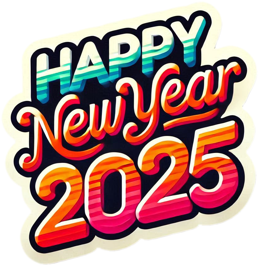 Free Download Happy New Year 2025 Text Png With Fireworks Effects - High Quality Happy New Year Text PNG PNG Image