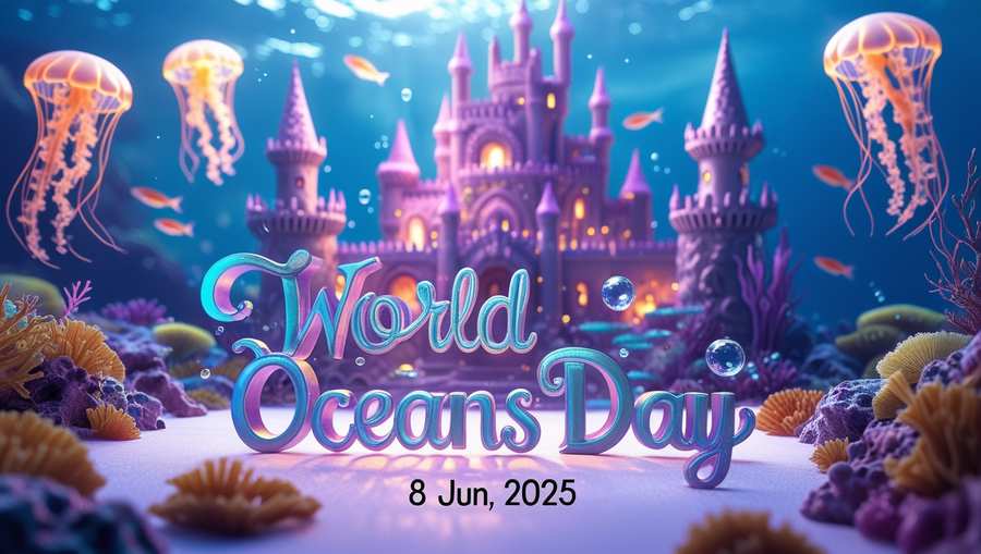 Happy World Oceans Day With Text - Royalty Free World Oceans Day Image | Pngmagic Free Download Happy World Oceans Day With Text - High Quality World Oceans Day Background
