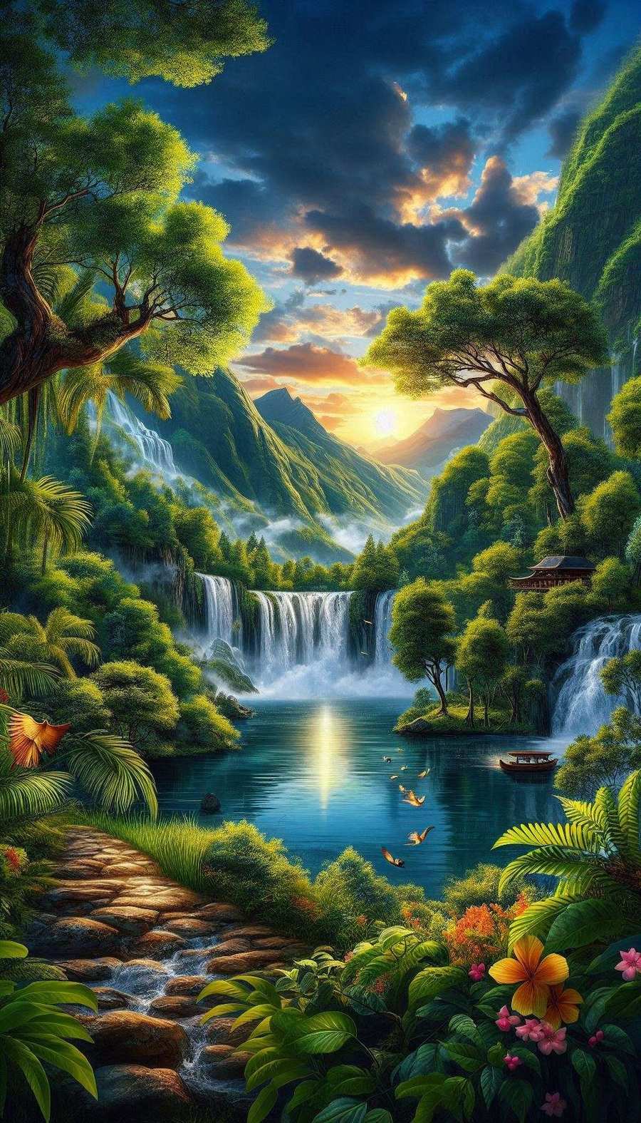 Hd Nature Background With Lakes And Waterfalls - Royalty Free Hd Nature Background Image | Pngmagic Free Download Hd Nature Background With Lakes And Waterfalls - High Quality Hd Nature Background Background