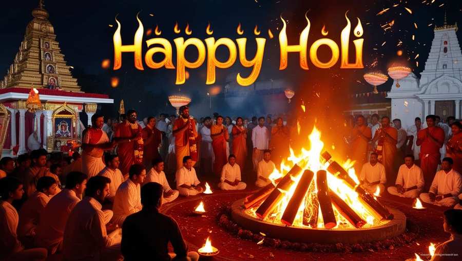 Holika Dahan Festival Night Images - Royalty Free Happy Holi Image | Pngmagic Free Download Holika Dahan Festival Night Images - High Quality Happy Holi Background