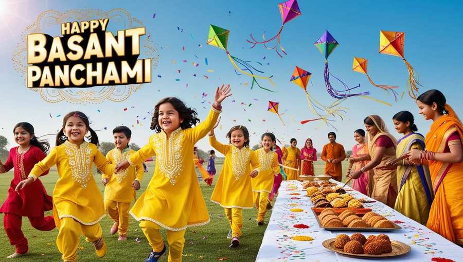 Kids Flying Kites On Basant Panchami Hd Images - Royalty Free Happy Basant Panchami Image | Pngmagic Free Download Kids Flying Kites On Basant Panchami Hd Images - High Quality Happy Basant Panchami Background