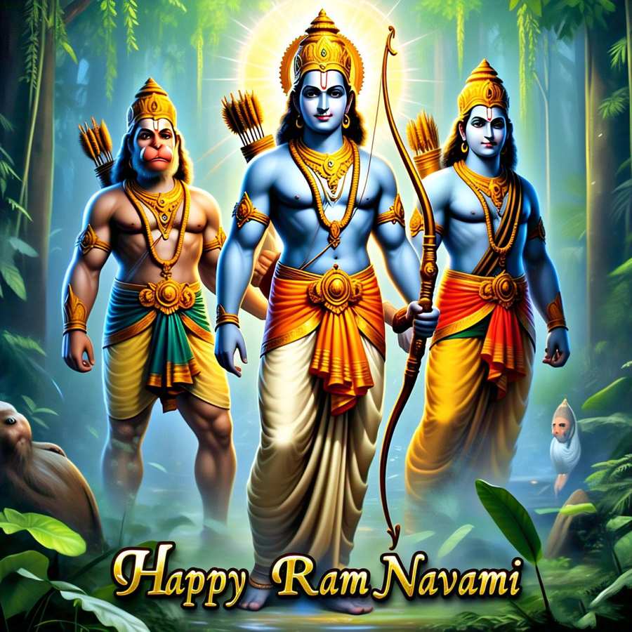 Lord Rama Standing With Hanuman Wallpaper - Royalty Free Happy Ram Navami Image | Pngmagic Free Download Lord Rama Standing With Hanuman Wallpaper - High Quality Happy Ram Navami Background
