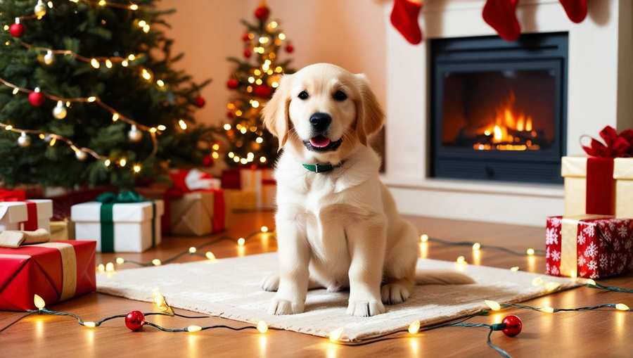 Merry Christmas Dog Image With Decorated Tree - Royalty Free Merry Christmas Dog Image Image | Pngmagic Free Download Merry Christmas Dog Image With Decorated Tree - High Quality Merry Christmas Dog Image Background