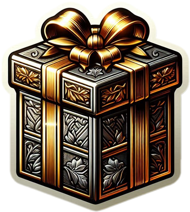 Metallic Christmas Gift Box With Foil Finishes And Embossing - Royalty Free Gift Box Image | Pngmagic Free Download Metallic Christmas Gift Box With Foil Finishes And Embossing - High Quality Gift Box PNG Image