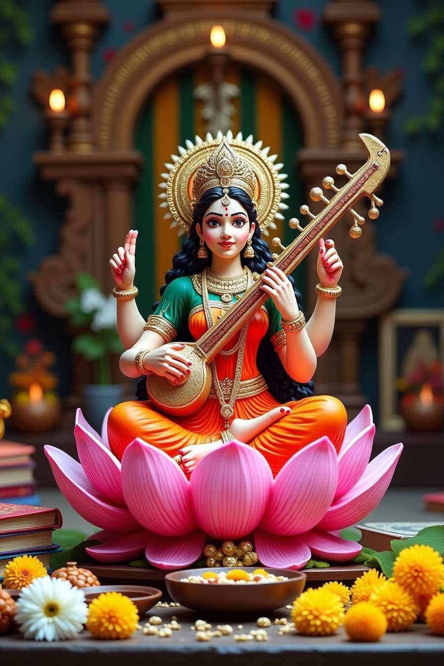 Peaceful Saraswati Puja Wallpapers With Nature - Royalty Free Saraswati Puja Wallpapers Image | Pngmagic Free Download Peaceful Saraswati Puja Wallpapers With Nature - High Quality Saraswati Puja Wallpapers Background