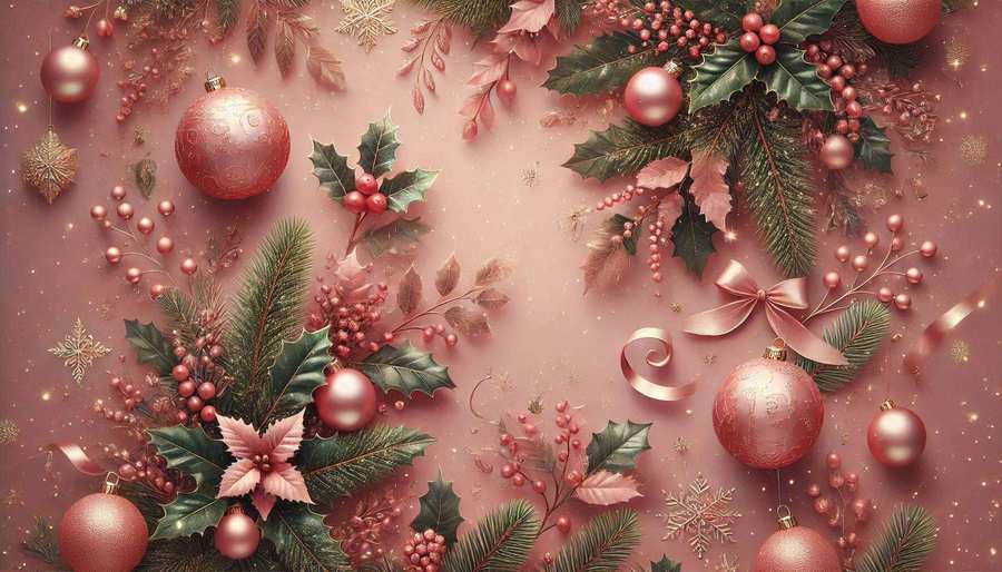 Pink Christmas Wallpaper With Sparkling Ornaments - Royalty Free Pink Christmas Wallpaper Image | Pngmagic Free Download Pink Christmas Wallpaper With Sparkling Ornaments - High Quality Pink Christmas Wallpaper Background