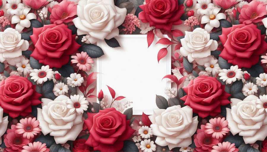 Red And White Rose Flower Background For Photo Frames - Royalty Free Flower Background Rose Image Download | Pngmagic 2025 Free Download Red And White Rose Flower Background For Photo Frames - High Quality Flower Background Rose Background