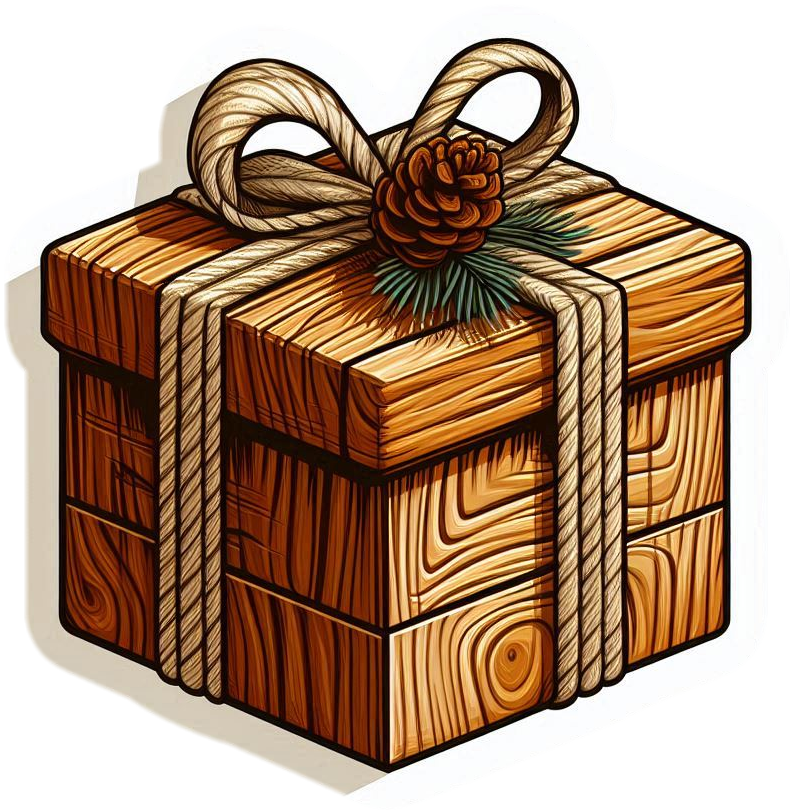 Rustic Christmas Gift Box With Natural Wood Finish - Royalty Free Gift Box Image | Pngmagic Free Download Rustic Christmas Gift Box With Natural Wood Finish - High Quality Gift Box PNG Image