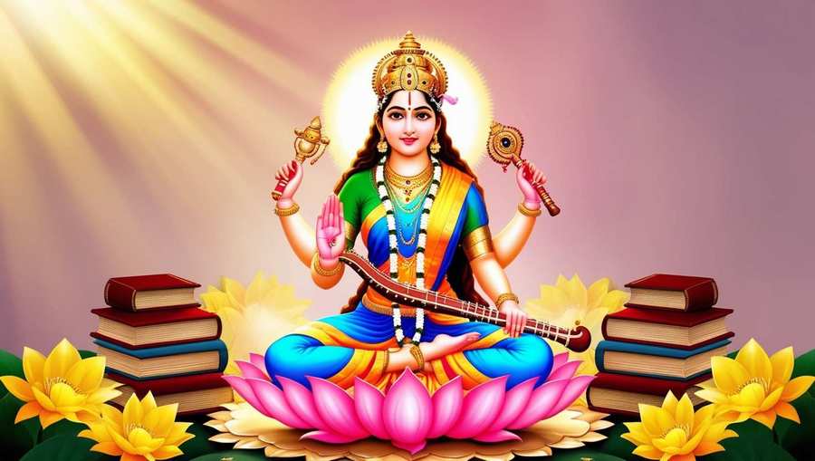 Saraswati Puja Wallpapers With Yellow Flowers - Royalty Free Saraswati Puja Wallpapers Image | Pngmagic Free Download Saraswati Puja Wallpapers With Yellow Flowers - High Quality Saraswati Puja Wallpapers Background