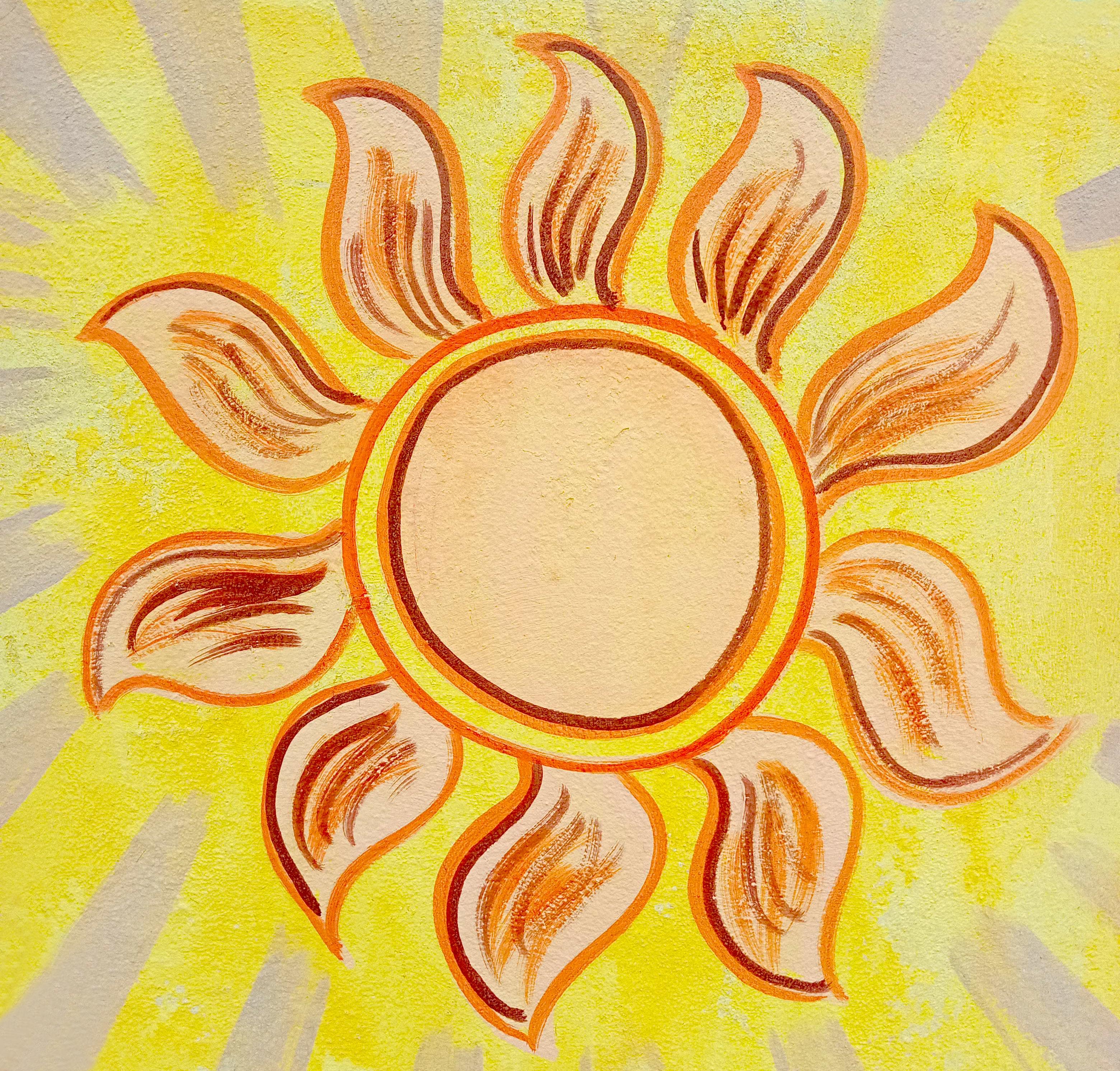 Sun Painting on Wall Images