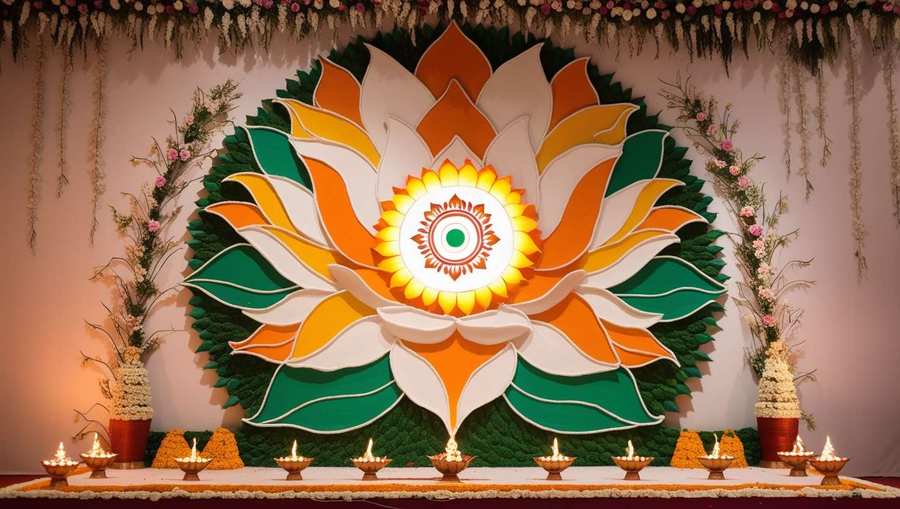Traditional Republic Day Rangoli With Flowers - Royalty Free Republic Day Rangoli Image Download | Pngmagic 2025 Free Download Traditional Republic Day Rangoli With Flowers - High Quality Republic Day Rangoli Background