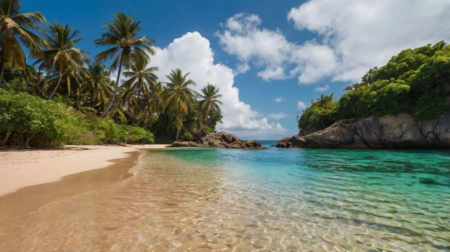 Free Download Tropical Beach Landscape Nature Images With Palm Trees - High Quality Nature Background Background
