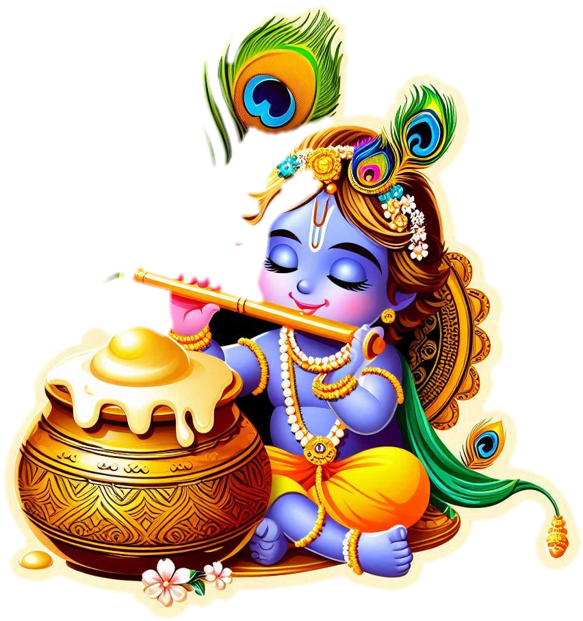Unique Happy Krishna Janmashtami Png Template With Dahi Handi Flute Peacock Feather And Baby Krishna Eating Butter - Royalty Free Happy Krishna Janmashtami Image | Pngmagic Free Download Unique Happy Krishna Janmashtami Png Template With Dahi Handi Flute Peacock Feather And Baby Krishna Eating Butter - High Quality Happy Krishna Janmashtami PNG Image