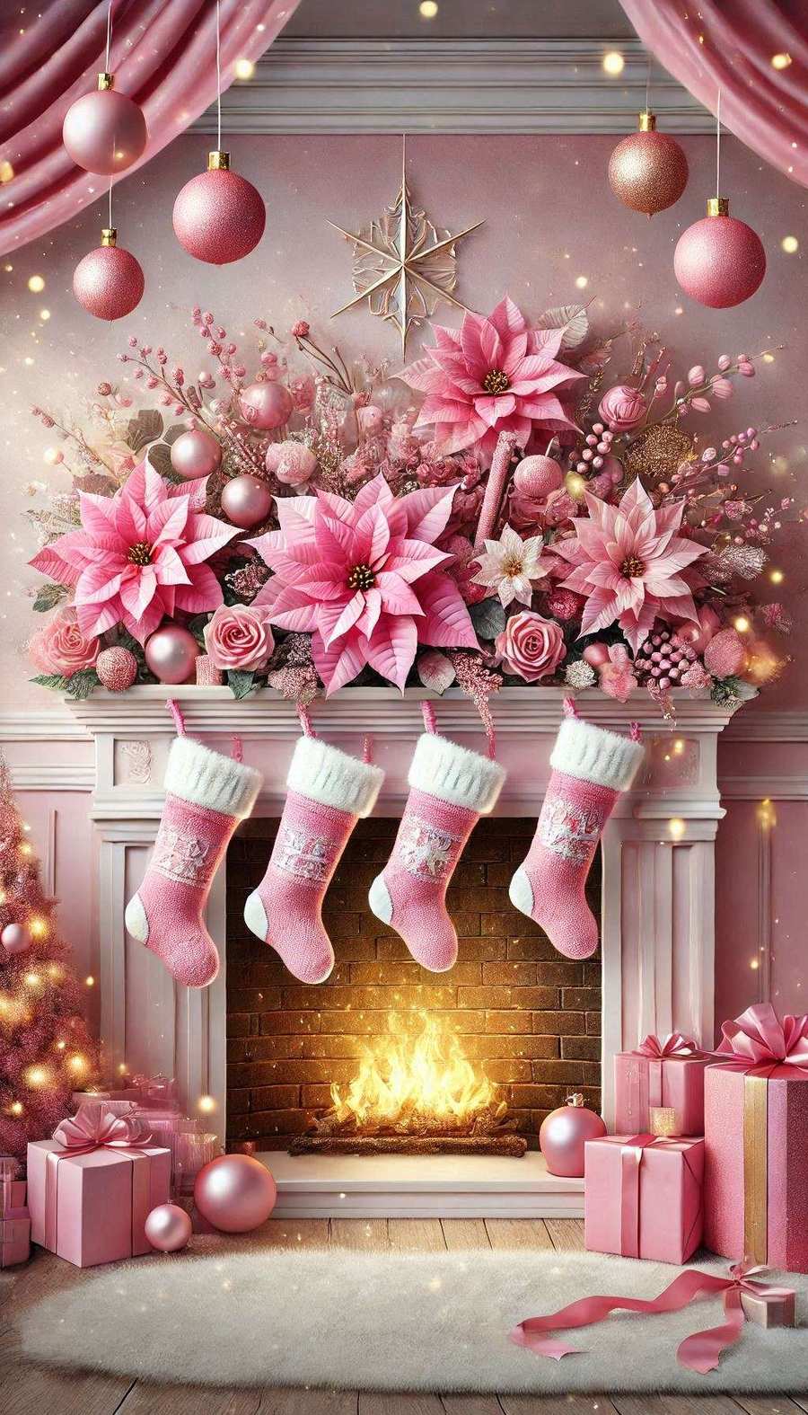 Unique Pink Christmas Wallpaper With Candy Canes - Royalty Free Pink Christmas Wallpaper Image | Pngmagic Free Download Unique Pink Christmas Wallpaper With Candy Canes - High Quality Pink Christmas Wallpaper Background
