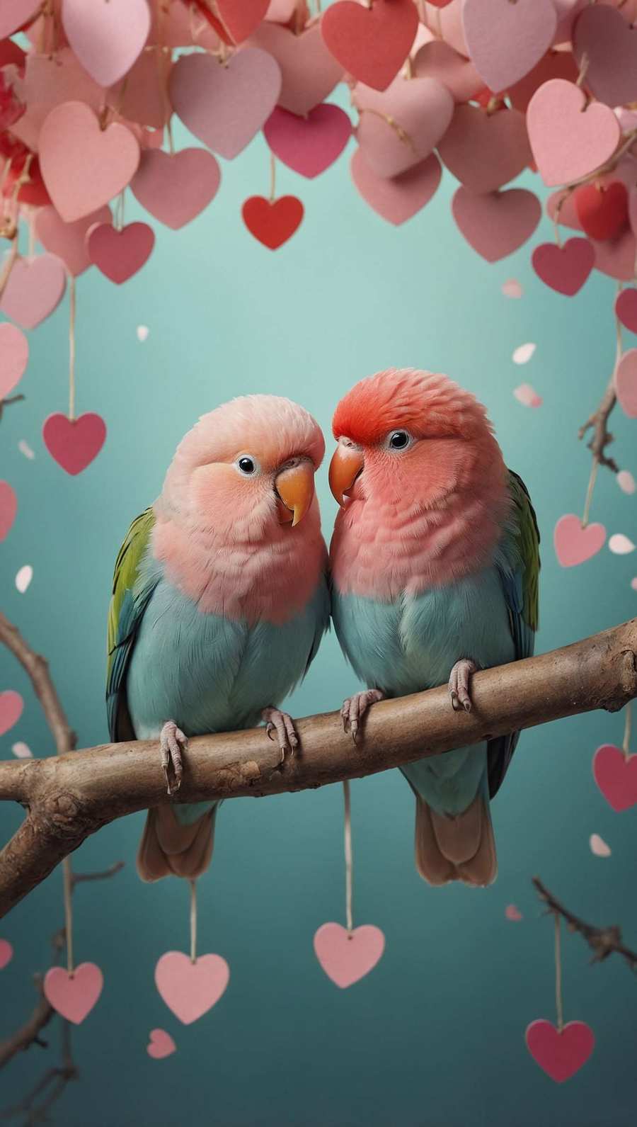 Free Download Valentines Day Wallpaper With Love Birds Illustration - High Quality Valentines Day Wallpaper Background