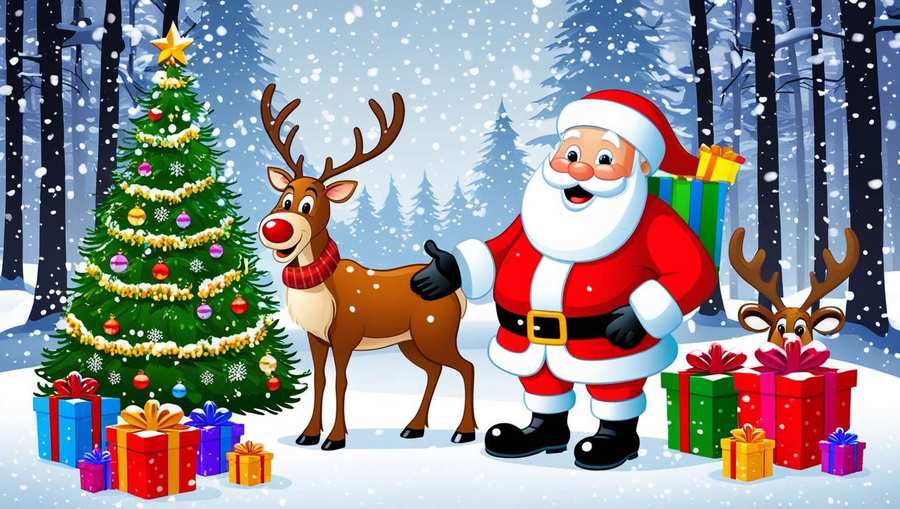 Vintage Merry Christmas Cartoon Santa Claus And Reindeer - Royalty Free Merry Christmas Cartoon Santa Claus With Reindeer Image | Pngmagic Free Download Vintage Merry Christmas Cartoon Santa Claus And Reindeer - High Quality Merry Christmas Cartoon Santa Claus With Reindeer Background