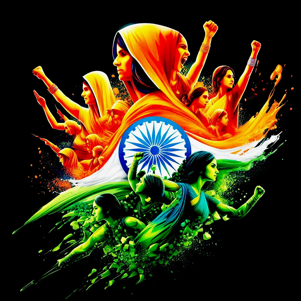 Free Download Next Generation Of Indian Super-Women With The Indian Flag - High Quality Indian Flag With Women Background