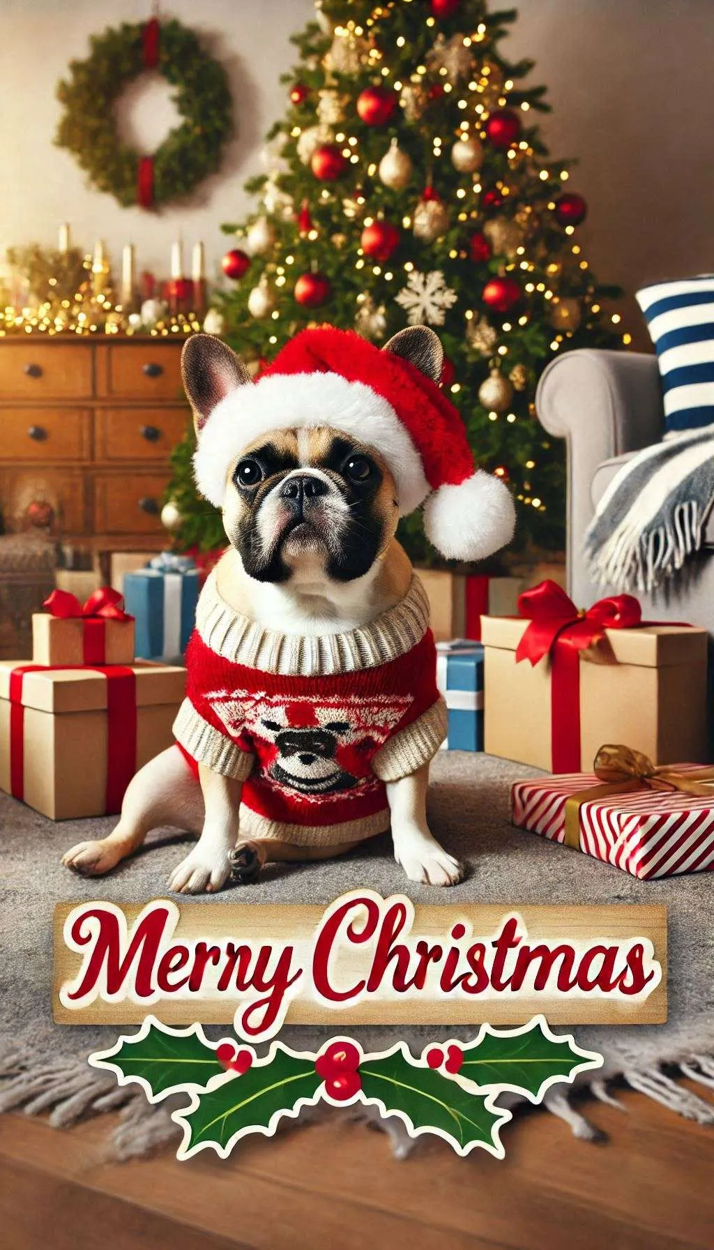 Free Download Adorable Merry Christmas Dog Image With Text - High Quality Merry Christmas Dog Image Background