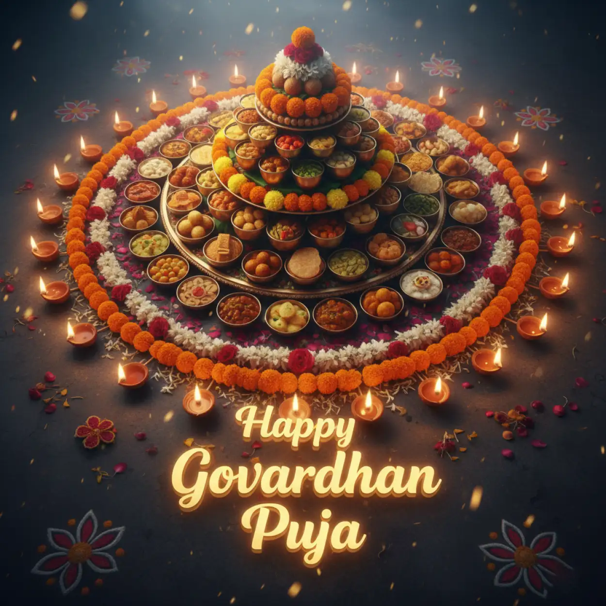 Aerial View Of Govardhan Hill Made Of Flowers And Cow Dung - Royalty Free Happy Govardhan Puja 2025 Image | Pngmagic Free Download Aerial View Of Govardhan Hill Made Of Flowers And Cow Dung - High Quality Happy Govardhan Puja 2025 Background