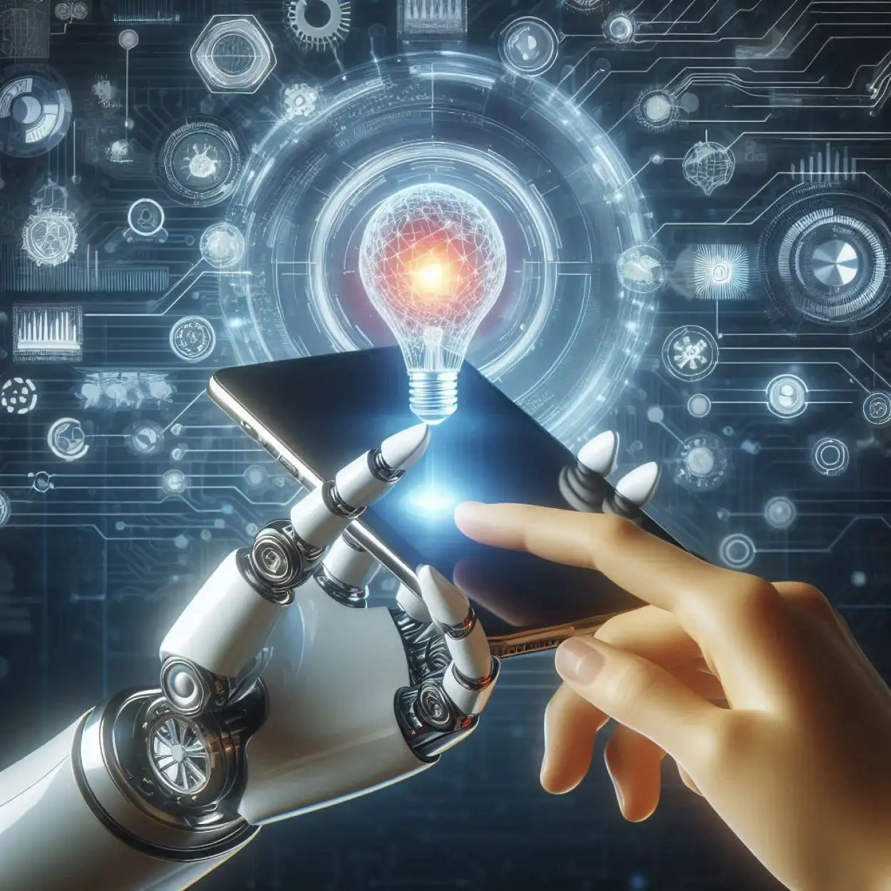 Free Download AI-powered Automation Background With Robotic Hand - High Quality Technology Background Background